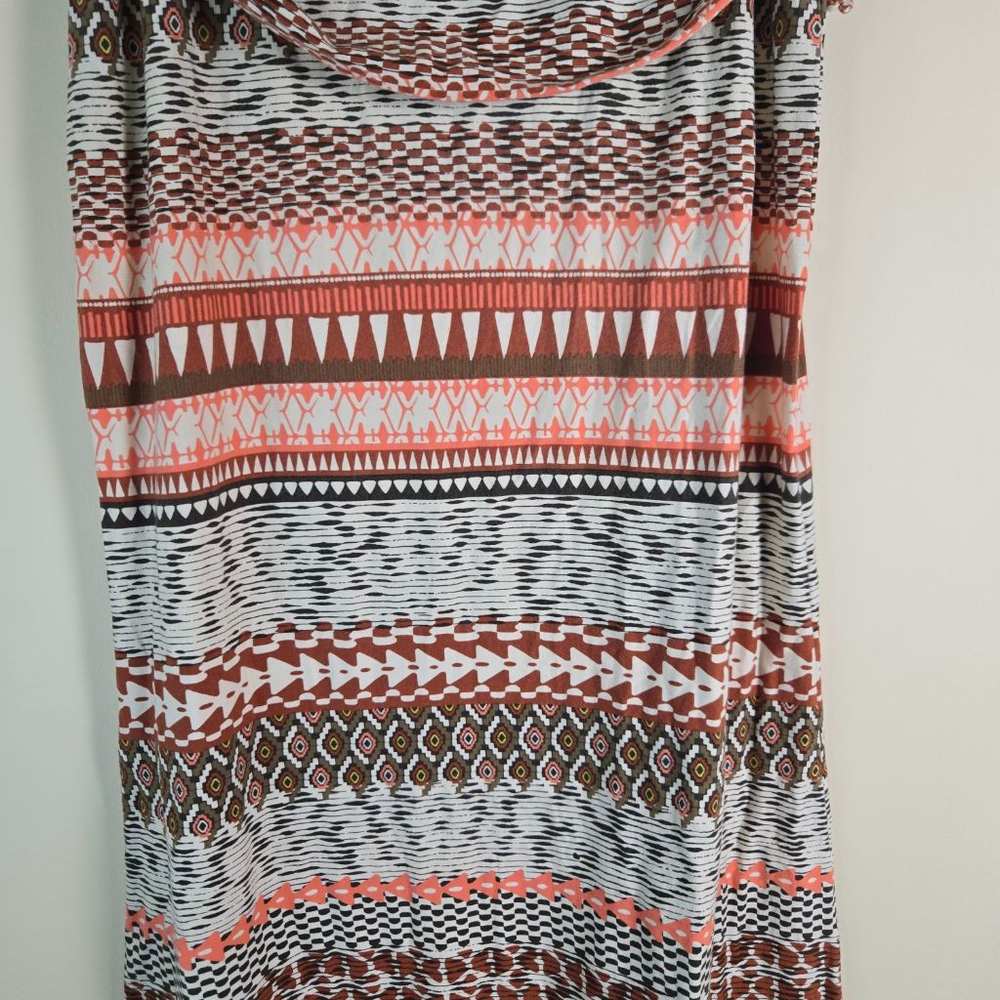 Women's Athleta White Brown Geometric Strapless Maxi Dress S - Picture 9 of 11